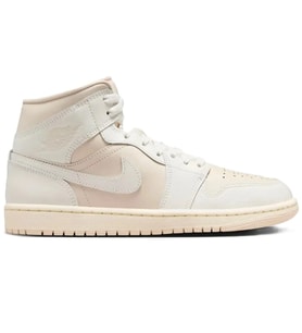 Nike Air Jordan 1 Mid Unisex Leather Sneaker Hakiki Deri Bilekli Günlük Spor Ayakkabı Krem