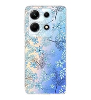PrintiFy İnfinix Note 30 5G Uyumlu Kamera Korumalı Floral Mavi Tasarımlı Şeffaf Silikon Kılıf