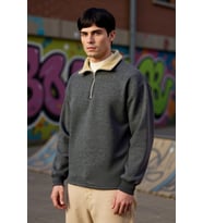 Erkek Dik Yaka Fermuar Detaylı Standart Kol %57 Pamuk %43 Polyester Sweatshirt Fonksiyonel