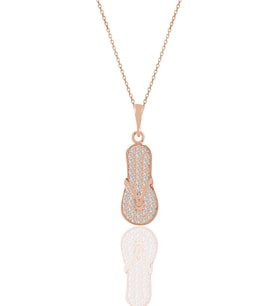 Söğütlü Silver Gümüş rose zirkon  taşlı terlik kolye