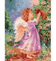 Sevecen Melek Sayılarla Boyama Seti(40x50 cm Tuval Şasesine Gerili)