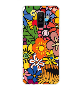 PrintiFy Samsung Galaxy A6 Plus 2018 ile Uyumlu 1mm Slim Fit Retro Colors 2 Baskılı Şeffaf  Kılıf