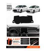 e-biz TOYOTA COROLLA E210 HAYALET GÖSTERGELİ (2018-2026) Uyumlu Torpido Örtüsü - Siyah-Gri - TO017