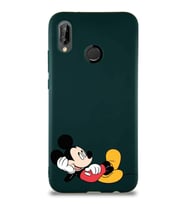 Huawei P20 Lite Soft Premier Kapak Mickey Mouse-F Tasarımlı Silikon Kılıf - Yeşil (Şeffaf)