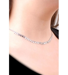 Choker Üçgen Pullu Tasarım Gümüş Kolye 6476