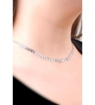 Choker Üçgen Pullu Tasarım Gümüş Kolye 6476