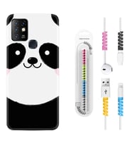 INFINIX Hot 8 9 10 11S Hot 10 Play 10T Kılıf Kablo Koruma Spiral Silikon Sevimli Panda 1794