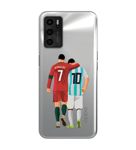 Oppo A16 Uyumlu Lionel Messi ve Cristiano Ronaldo Desenli Şeffaf Telefon Kılıfı