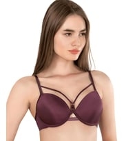 Le Jardin Monica Göğsü Şeritli Mikro Push-up Arkası İp Detaylı Sütyen - 7008 (Bordo)
