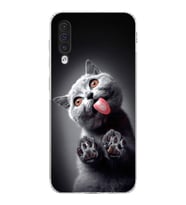 PrintiFy Samsung Galaxy A30S ile Uyumlu Kedi 2 Kamera Korumalı Şeffaf Kılıf