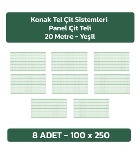 KONAK TEL ÇİT SİSTEMLERİ 8 ADET PANEL ÇİT TELİ SADE 100 X 250 CM (Yeşil)