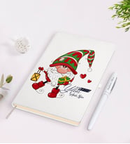 BK Gift Kişiye Özel Yılbaşı Mutlu Yıllar Tasarımlı Beyaz Defter ve Kalem Seti - 14