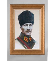 Çerçeveli Paspartulu Atatürk Tablo a520 (Gold)