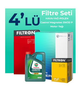 Filtron Citroen C3 Aircross 1.5 Dizel Filtre Bakım Seti Castrol Motor Yağlı (2017-2022) 4 Lü