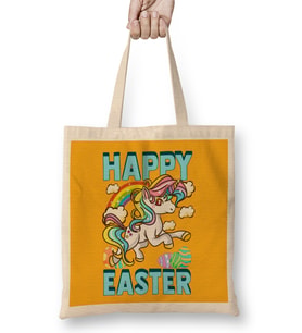 Happy Easter Unicorn Egg Hunt Bez Çanta Uzun Saplı