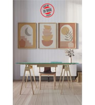 Dekoratif 3’lü Ahşap Tablo Seti  UV Baskı Çerçeveli Duvar Tablosu V28