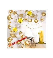 Çıtıpıtıstore 1 Yaş Yıldızlı Balon Zinciri Seti Gölge Altın Balon Dekorasyon