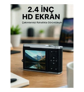 Mey İthalat® 4K Video Kayıtlı 48 MP Dijital Fotoğraf Makinesi Otomatik Odaklama