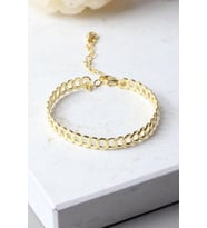 Kelepçe Bileklik Yuvarlak 925 Ayar Gümüş Zincir Bileklik (Gold)