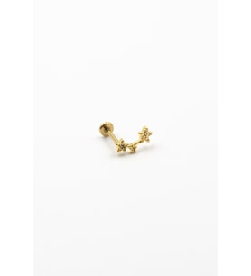 Üçlü Yıldız Taşlı Tragus Helix Piercing Gold – Anti Alerjik, Kararma Yapmaz
