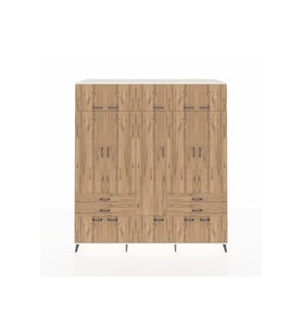 Kronos Dolap 11 Raflı 4 Çekmeceli 2 Askılı 220x59x243 Aytaşı-Çam/Çam