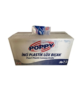 Poppy Plastik Lüks Şeffaf Tek Kullanımlık Bıçak - 3600 Adet-Koli / 18 Cm.