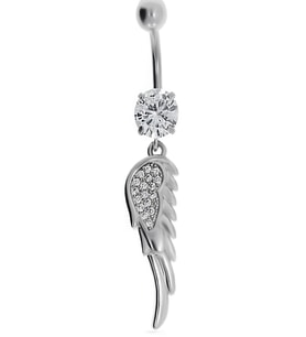 Kadın Melek Kanadı Taşlı Çelik Piercing