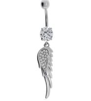 Kadın Melek Kanadı Taşlı Çelik Piercing