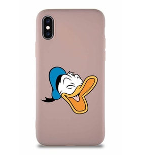 Apple iPhone X Soft Premier Kapak Donald Duck-E Tasarımlı Silikon Kılıf - Pudra (Şeffaf)