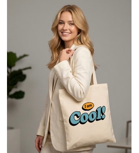 COOL MAVİ Renkli Baskılı Bez Çanta, Baskılı Omuz Çantası, Alışveriş
