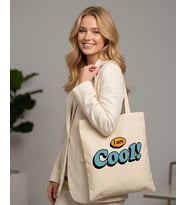COOL MAVİ Renkli Baskılı Bez Çanta, Baskılı Omuz Çantası, Alışveriş