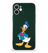 Apple iPhone 12 Soft Premier Kapak Donald Duck-C Tasarımlı Silikon Kılıf - Yeşil (Şeffaf)
