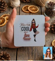 Kişiye Özel Karikatürlü Mama Cool Anneye Hediye Bardak Altlığı Anneler Günü Hediyesi