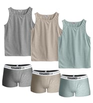 Erkek Çocuk, Pamuklu Boxer&Atlet, Alt-Üst,  3 Çift ve 4 çift takım seçenekli, Çok renkli (Model 6)