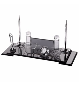 Vip Kristal Siyah Set Masa İsimlik (Bordo)