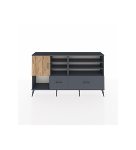 Arges Konsol 8 Raflı 2 Çekmeceli Tek Kapaklı  176x30x99 Antrasit-Çam/Antrasit