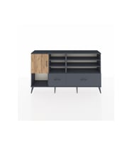 Arges Konsol 8 Raflı 2 Çekmeceli Tek Kapaklı  176x30x99 Antrasit-Çam/Antrasit