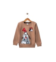 Erkek Çocuk Bisiklet Yaka Karekter Baskılı Sweatshirt (KAHVE)