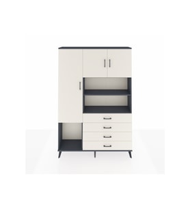 Arges Gardrop 7 Raflı 4 Çekmeceli 3 Kapaklı 132x30x195 Antrasit-Aytaşı