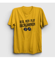 Presmono Unisex Sarı Real Men Backgammon Oyun Tavla T-Shirt 418663tt (Sarı)