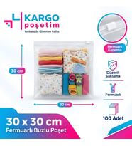 Fermuarlı Kargo Poşeti 30x30cm 100 Adet 130 Mikron Orta Boy Kalın Buzlu