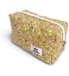 Makyaj Çantası Makeup Bag Kapitone Bakım Seyahat Kozmetik Çantası (Yeşil)