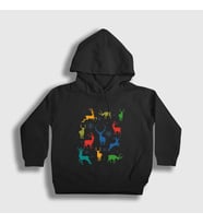 Presmono Unisex Çocuk Siyah Deers Geyikler Yılbaşı Kapüşonlu Sweatshirt 269472tt