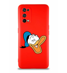 Realme 7 Pro Soft Premier Kapak Donald Duck-E Tasarımlı Silikon Kılıf - Kırmızı (Şeffaf)