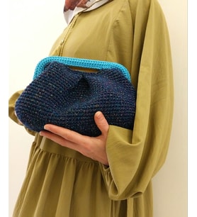 El Yapımı Parlak Gece Çantası , Simli Coton Clutch, Handmade Burslu Portföy (Lacivert)