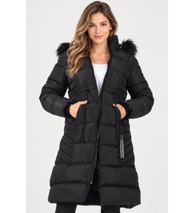 Dewberry Kadın %100 Polyester Kaban Siyah Z9758 Günlük Dış Giyim, Kazak ve Gömlek Kombini, Seyahat Gardırobu
