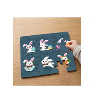Paskalya Tavşanları Kolajı Tasarımlı 24 Parça Ahşap Çocuk Puzzle