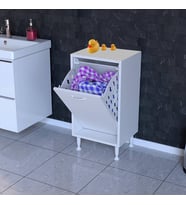 Modilayn SÖKE Banyo İçin Sihirli Kutu 40x75x32,5 cm’ lik 1 Göz Sepet Hazneli Mini Banyo Dolabı