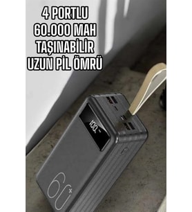 Powerbank 60.000 Mah Dijital Göstergeli 4 Portlu Taşınabilir