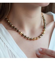 Hematit Taşlı Gold Kaplama Gümüş Kolye